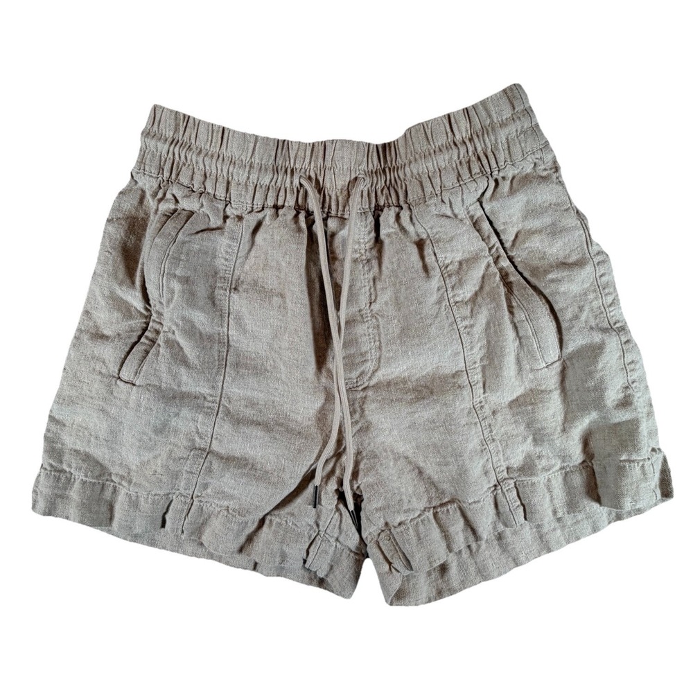 Athleta Retreat Linen Mid Rise 3" Short Undyed Size XS Beige Zip Pockets - Picture 1 of 8